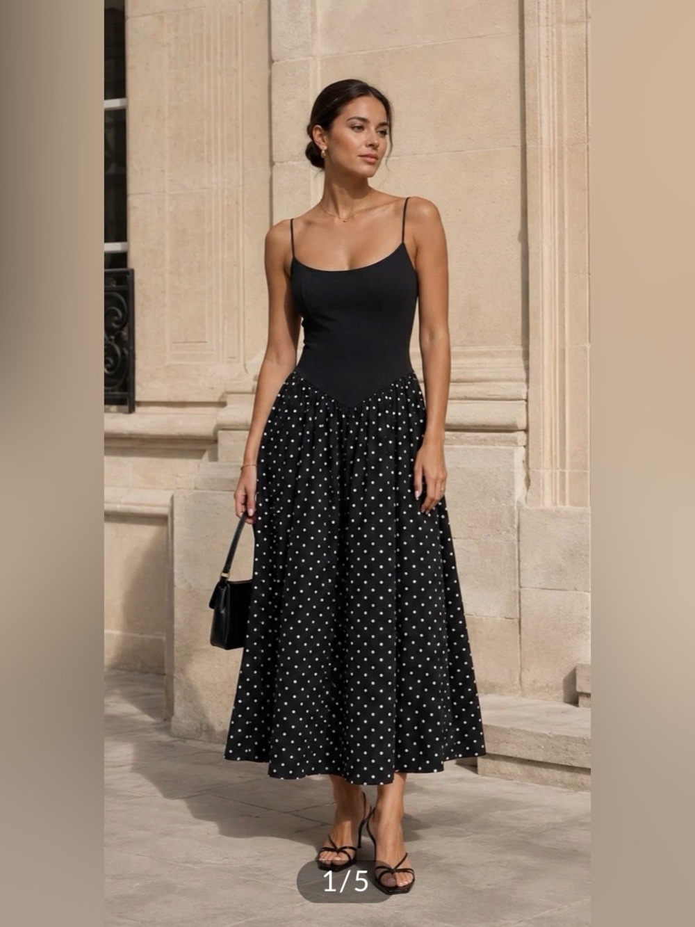 Commense Contrast BodyPolka Dot Dress